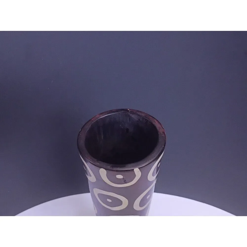 Buffalo Boutique Tapered Cast Metal Vase Circle Design Handcrafted Western Décor